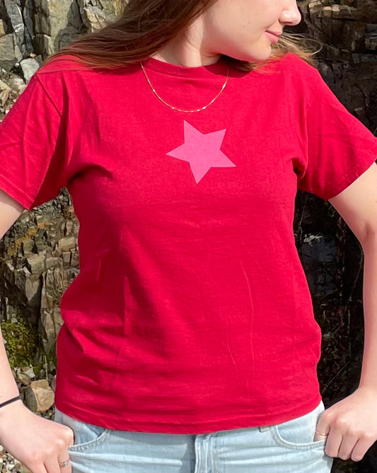 Cherry and Pink Star Baby Tee